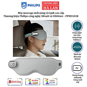 Máy massage mắt nóng và lạnh công nghệ 3Dsuit và VibWave. Thương hiệu Philips Hà Lan cao cấp PPM3101E - Dung lượng pin: 600mAh - HÀNG NHẬP KHẨU
