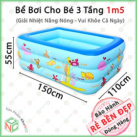 Mua  Mát Mẻ  Hồ Bể Bơi 3 Tầng Cho Bé Kích Cỡ 1m3 1m5 1m8 2m1 - Giải Nhiệt Mùa Hè - Vui Chơi Cả Ngày - KLM-BB3T (Xanh  Hồng)