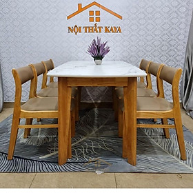 Mua Bộ bàn mặt đá 6 ghế Benla chân A 1m6 Mặt bàn đá Marble trắng vân mây nhập khẩu từ Malaysia sản xuất Bằng công nghệ của Ý