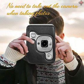 Compact Size Instant Camera Case Bag PU Leather with Shoulder Strap Compatible with Fujifilm Fuji Instax mini LiPlay