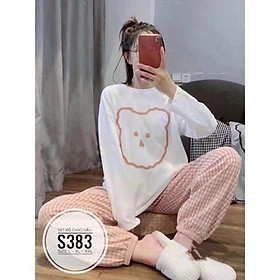 Bigsize 60-90KG vmart Set bộ caro gấu S383 hàng Quảng Châu cao cấp chiết eo giấu bụng