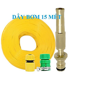 Bộ dây vòi xịt nước rửa xe, tưới cây . tăng áp 3 lần, loại 15m 206587 cút sập, + tặng đai