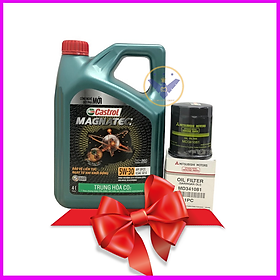 Dầu nhớt ô tô tổng hợp toàn phần Castrol Magnatec 5W-30 API SP/cf Can 4L+ Lọc nhớt Hãng Mitsubishi-MD341081