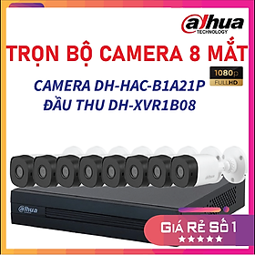 Mua Trọn bộ 7 camera DH-HAC-B1A21P Đầu thu 4 cổng XVR1B08 đầy đủ phụ kiện  Hàng chính hãng