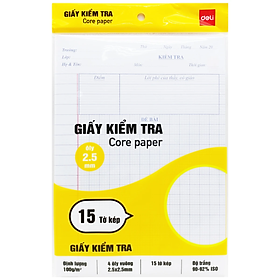 Giấy Kiểm Tra 4 Ôly 170*240 2 Màu Cn601(5T/X) (0639-Deli) - 15 Tờ Kép