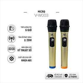 Mua Micro Karaoke Không Dây W003 2 Micro Có LCD Kèm Pin Full Box