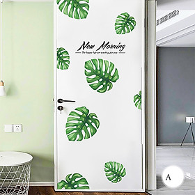 Decal trang trí chất liệu PVC loại 1 dày dặn, sắc nét, trang trí phòng khách, quán cafe- Lá xanh- mã sp QR9141