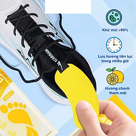 Túi 12 miếng Miếng Dán Khử Mùi, Làm Thơm Giày Tất, Chống Hôi Chân, Khử Mùi Diệt Vi Khuẩn hương chanh thơm mát Bộ Cặp Lót Giày Bảo Vệ Gót Êm Chân Cao Cấp Thoáng Khí