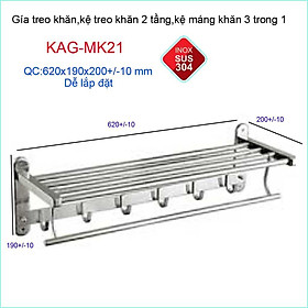 Mua Giá treo khăn Inox 304 3 trong 1   máng khăn inox 3 in 1 KAG-MK21