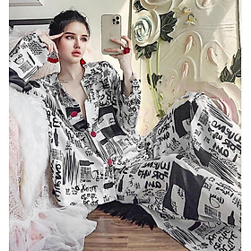 SET ĐỒ NGỦ HỌA TIẾT CHỮ CAO CẤP SANG CHẢNH DƯỚI 60KG DÀNH CHO NỮ