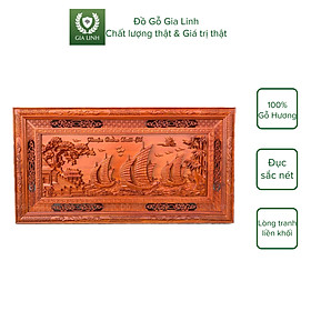 Tranh Thuận buồm xuôi gió Đồ Gỗ Gia Linh chạm khung gỗ Hương đỏ KT 127cm x 67cm x 4cm