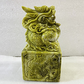 Mua Ấn rồng ngọc serpentine xanh lá (ngọc việt nam cao) cao 23 cm nặng 3.2 kg cho công danh vững bước. Cao23xNang3.3kg