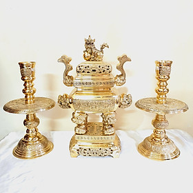 Mua Bộ tam sự đỉnh đồng + 2 chân đèn cao 34 cm ( Số 1 ) hàng Vĩnh Tiến sản xuất Việt Nam