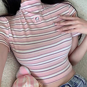 Áo Crotop Kitty Siu Ngắn Cute Phong Cách Jennie Blackpink