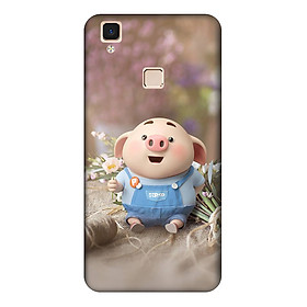 Ốp lưng nhựa cứng nhám dành cho Vivo V3 in hình Heo Cỏ Cây