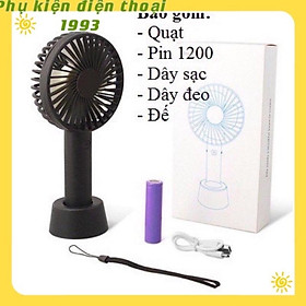Mua Quạt mini tích điện cầm tay có đế để bàn 3 tốc độ gió nhiều màu sắc