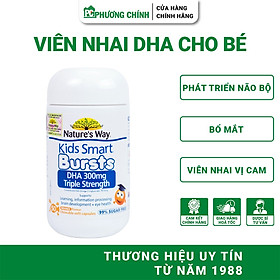 Viên Nhai DHA Cho Bé Nature's Way Kids Smart Bursts DHA 300mg Triple Strength 50 Viên/Hộp