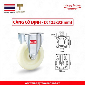 Mua Bánh xe đẩy nhựa trắng PP Eco càng cố định 75-100-125mm - Happy Move Thái Lan