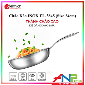 Chảo Xào Sâu Lòng 3 Lớp inox 304 Liền Đáy ELMICH TRI-MAX (EL-3796/26cm, EL-3845/24cm - Dùng Được Trên Mọi Loại Bếp) - Hàng Chính Hãng