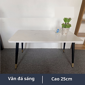 Hình ảnh Bàn trà sofa chân sắt sơn tĩnh điện, mặt bàn gỗ mdf màu vân đá sang trọng, Bàn trà phòng khách hình chữ nhật thiết kế ngồi bệt, ngồi cao đơn giản hiện đại