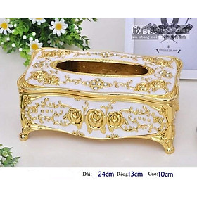 Mua HỘP ĐỰNG GIẤY ĂN BẰNG HỢP KIM HÌNH CHỮ NHẬT HOA HỐNG MÀU VÀNG  TRẮNG