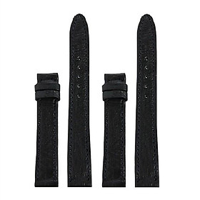 HC8453 - Dây đồng hồ Huy Hoàng da đà điểu da bụng size 12,14 màu đen