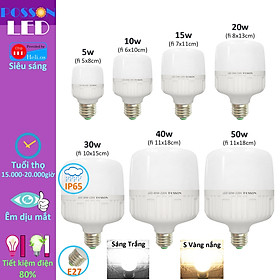 Bóng đèn Led trụ 5w 10w 15w 20w 30w 40w 50w bup trụ bulb siêu sáng tiết kiệm điện kín chống nước Posson LC-5-50x