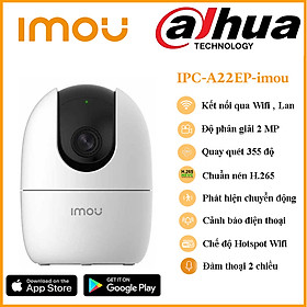 Camera IMOU wifi A22EP 1080P xoay 360 độ đàm thoại 2 chiều - Hàng chính hãng