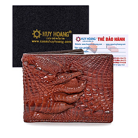 HJ2233 - Bóp nam Huy Hoàng da cá sấu gù chân màu nâu đỏ