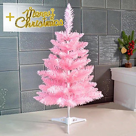 Mua Cây thông noel màu hồng 60cm tặng kèm chữ Merry Christmas trang trí phòng sảnh cho nhà và cty văn phòngGnG