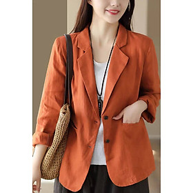 Áo vest blazer khoác nhẹ Linen dài tay  cổ ve vuông phong cách công sở Haint Boutique Bz10