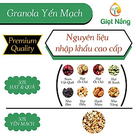 Hạt ăn kiêng granola ngũ cốc ăn kiêng giảm cân không đường nhiều yến mạch premium hộp 500g từ Nông Sản Giọt Nắng