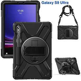 Ốp Lưng dành cho Samsung Galaxy Tab S10 Plus/S10 Ultra/S10 FE/S9/S9 FE/S9 Plus/S9 Plus FE/S9 Ultra/Tab S8 Plus/S8 Ultra/S7 Plus Có Chân Dựng, Dây Đeo Vai Và Tay Chống Sốc hiệu Zaki - Hàng Chính Hãng
