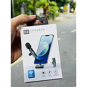 Mua Micro thu âm cài áo  kẹp áo không dây K8 đầu kèm jack chuyển đổi IOS – Chống ồn  chống nhiễu  độ nhạy cao – Quay video  livestream  ghi âm  vlog  học online  chơi game  Zoom cho điện thoại  tablet  laptop  PC – Mic thu âm khoảng cách 20m