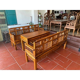 Mua Bộ trường kỷ sưa gỗ gụ   mẫu song tiện huế chân thẳng