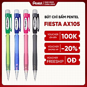 Bút chì kim Pentel Fiesta AX105 (0.5mm) và AX107 (0.7mm) trang bị đầu tẩy 4 màu lựa chọn