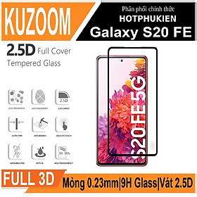 Miếng dán kính cường lực 3D cho Samsung Galaxy S20 FE full màn hình 3D hiệu Kuzoom Protective Glass - mỏng 0.3mm, vát cạnh 2.5D, độ cứng 9H, viền cứng mỏng - Hàng nhập khẩu