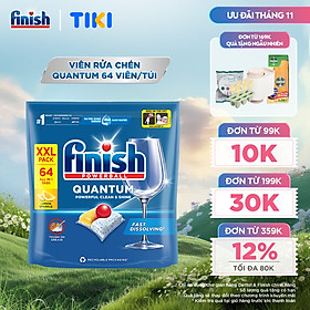 Viên Rửa Chén Bát Finish Powerball Quantum Powerful Clean & Shine 64 viên