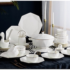 Mua Set bát đĩa 60 chi tiết sứ xương màu trắng- batlucgiac