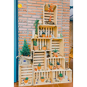 Mua Combo 12 Thùng Gỗ Đựng Đồ Đa Năng Thiết Kế Lắp Ráp Jose/ Hộp Gỗ Pallet Tiêu Chuẩn Xuất Khẩu Trang Trí Nhà Cửa Chống Nước Sử Dụng Được Ngoài Trời