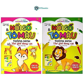 Combo 2 cuốn Nối Số Và Tô Màu Thông Minh: Thế Giới Động Vật - Động Vật Hoang Dã Tập 1 + Tập 2 (Song Ngữ Anh - Việt)