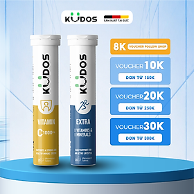 Combo Thực phẩm bảo vệ sức khỏe KUDOS VITAMIN C 1000MG + KUDOS EXTRA HIGH DOSE VITAMINS & MINERALS (20 viên/ tuýp)