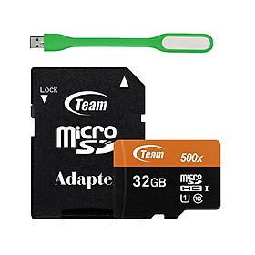 Mua Thẻ Nhớ 32GB Micro SDHC Team 500x Class 10 U1-80MB/s (Đen Cam) - Hàng Chính Hãng + Tặng Đèn Led