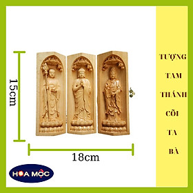 Tượng Gỗ Tam Thánh Ta Bà Phật Thích Ca - Bồ Tát Địa Tạng. Tượng Để Bàn Làm Việc, Quà Tặng