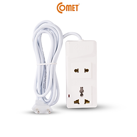 Ổ cắm điện nối dài đa năng comet ces11112 dài 2m, 1 ổ cắm 3 chấu, 1 ổ cắm 2 chấu, tiện lợi hiện đại