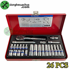 Mua Bộ tuýp 1/4 Kingtony 2526MR01 loại tuýp ngắn và tuýp dài có 26 chi tiết loại 6 cạnh
