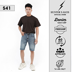 Quần Short Jeans Nam Cao Cấp HUNTER X-RAYS Form Slimfit Cotton MàuXanh Nhạt S41