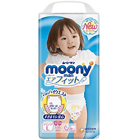 Bỉm - Tã quần Moony Blue size L Girl 44 miếng Cho bé 9 14kg