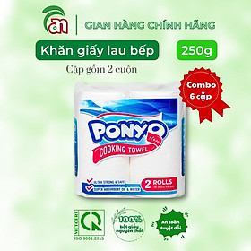 Combo 6 cặp cuộn khăn giấy lau bếp tiện lợi PONYO 2 lớp 250g cuộn