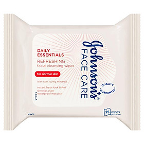 Johnson & Johnson Daily Essentials Refreshing Facial Cleansing Wipes for Normal Skin 25 Pack